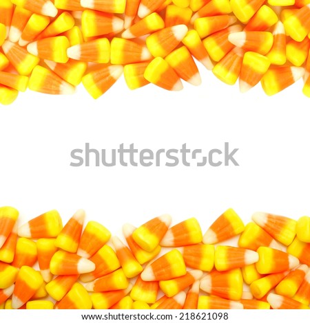 Halloween candy corn double border over white