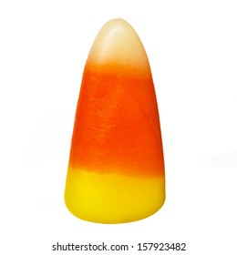 Halloween Candy Corn Isolated On White Background. Closeup