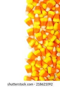 Halloween Candy Corn Vertical Border Over White