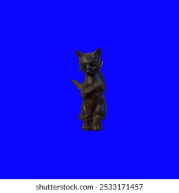 Halloween cat reading on a blue screen - Powered by Shutterstock