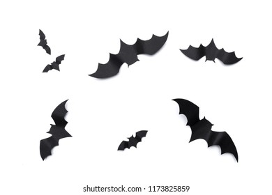 Halloween And Decoration Concept - Paper Bats Flying