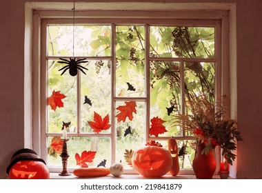 Halloween Decoration On Window