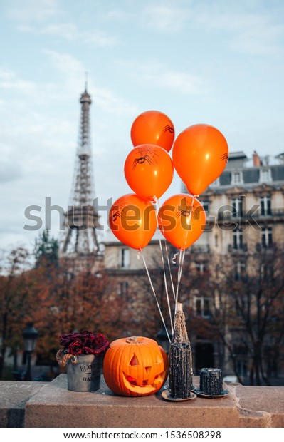 Halloween Decoration Halloween Party Paris Pumpkin Stock Photo