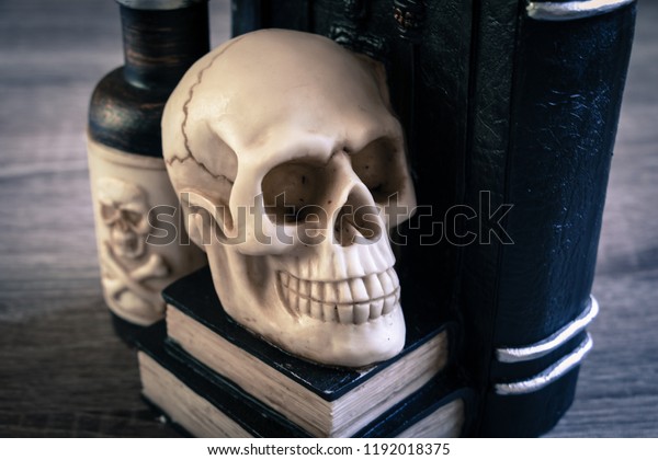 Halloween Decoration Spell Book Curses Skull Stock Photo Edit Now