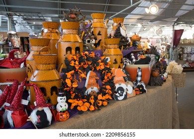 Halloween Decorations For Sale In A Store, Trick Or Treat Sign