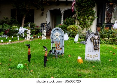 Halloween In Front Of House Decorations