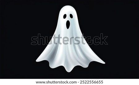 Halloween ghost on transparent background. Spirit figure.