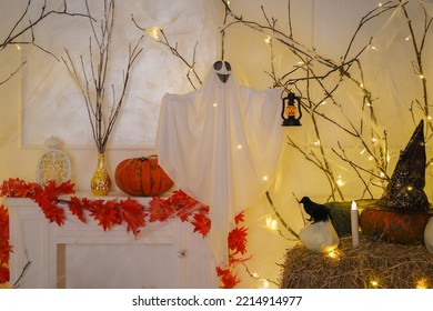  Halloween House Decorations, Ghost, Pumpkins, Candles, Scary Mask And Lights