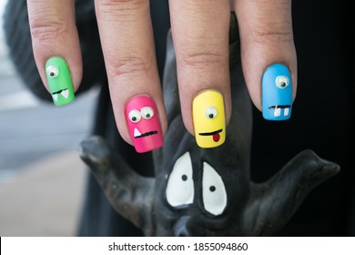 Halloween Monster Nail Art Design