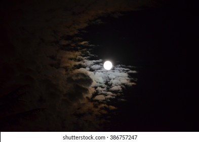 Halloween Night / On A Dark Night, Ominous And Mysterious Clouds Form Around A Full Moon.