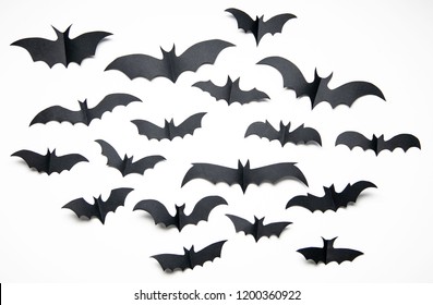 Halloween Paper Bat Decorations On White Stock Photo 1200360922 ...