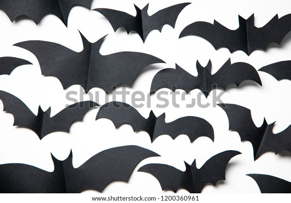 Halloween Paper Bat Decorations On White Stock Photo Edit Now