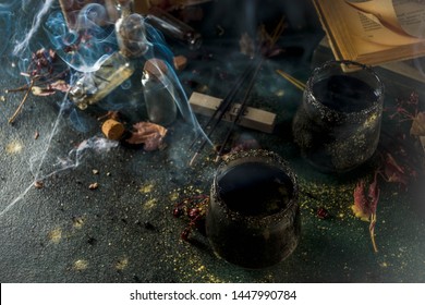 Halloween Party Drink Idea, Witches Brew Black Sangria On Halloween Styled Table