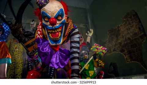 Horror Clown Party Clown Stands Scythe Stock Photo (Edit Now) 333483425