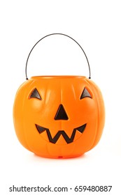 Halloween Pumpkin Basket Isolated On A White