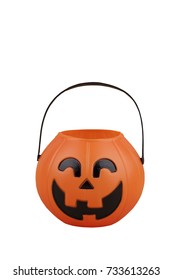 Halloween pumpkin bucket isolated on white background - Shutterstock ID 733613263