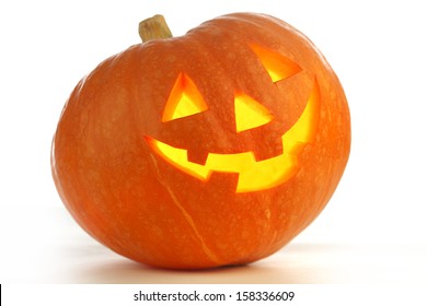 Halloween Pumpkin, funny Jack O'Lantern on white background