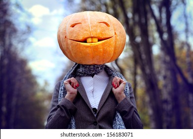 Halloween Pumpkin Head Girl