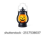 Halloween pumpkin lamp. Halloween autumn concept. Isolated on white