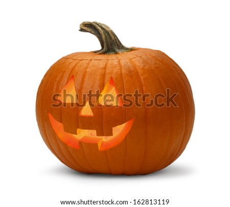 Halloween Pumpkin Lit Isolated on a White Background. Foto stock © 