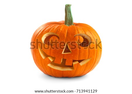 Halloween pumpkin. Scary Jack O'Lantern face isolated on a white background.