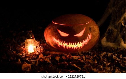 Halloween Pumpkin Scary Smile A Candle