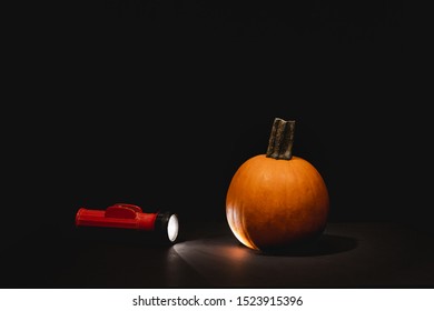 Halloween Pumpkin Scary Story With Flashlight 