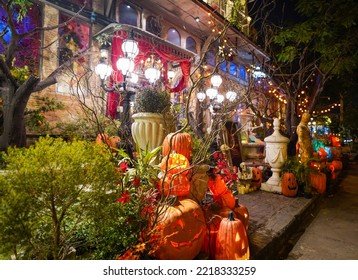 Halloween Pumpkins And Decorations Outside