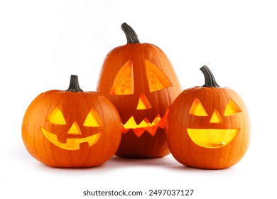 halloween pumpkins isolated on white - Powered by Shutterstock