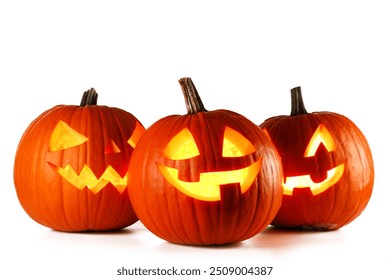 Halloween pumpkins isolated on white - Powered by Shutterstock