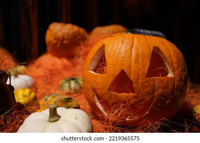 Halloween Pumpkins Masks Set, Symbols Of This Holiday