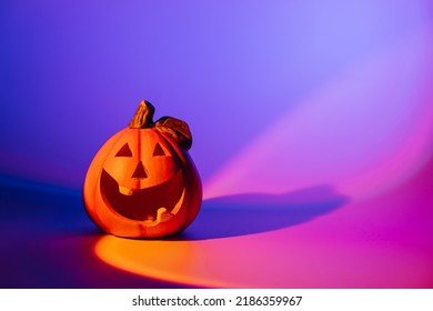 Halloween pumpkins neon gradient background  Happy Halloween decorations