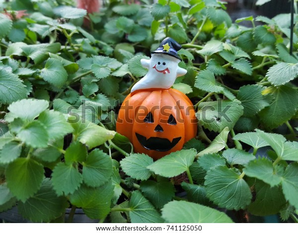 Halloween Scary Pumpkin Little Ghost Smile Stock Photo Edit Now