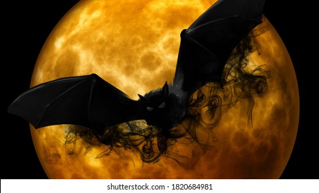 Halloween Scary Vampire And Orange fire Moon Background