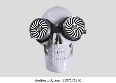 Halloween Skull With Hypnotic Pattern Glasses 
