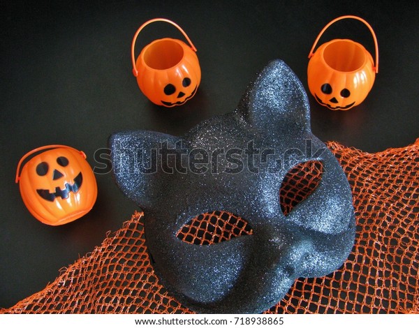 Halloween Still Life Sparkly Black Cat Stock Photo Edit Now