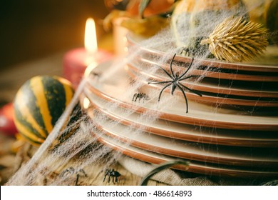 Halloween Table Setting With Decoration