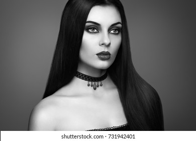 Halloween Vampire Woman Portrait Beautiful Glamour Stock Photo ...