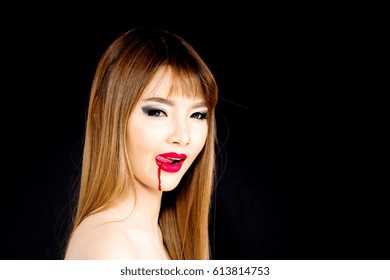 Halloween Vampire Woman Portrait Beauty Sexy Stock Photo 613814753 ...