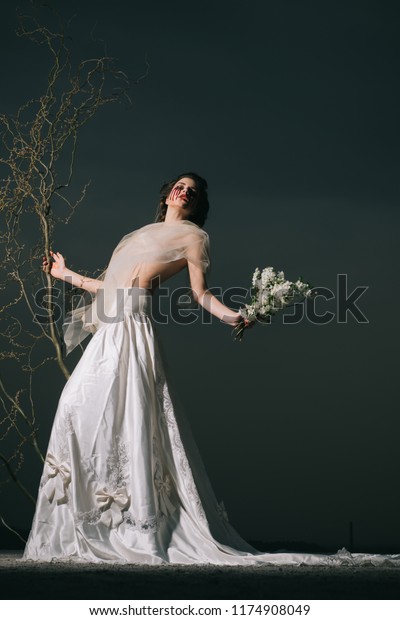 Halloween Wedding Woman Wedding Dress Blood Stock Photo Edit Now