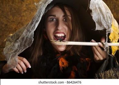 Halloween Witch Making Big Eyes Eating Stock Photo 86426476 | Shutterstock