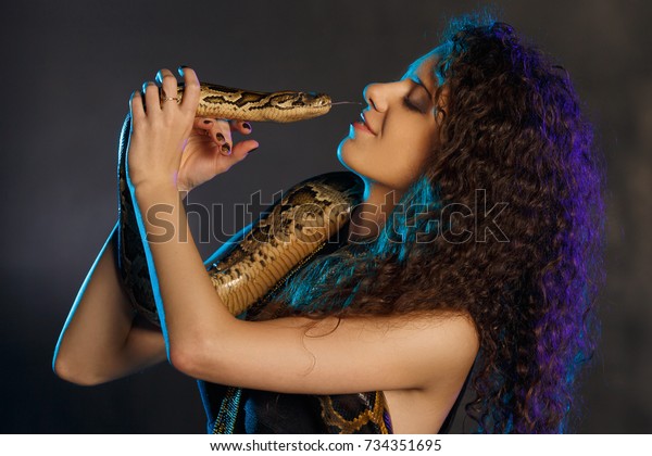 Halloween Woman Snake Stock Photo (Edit Now) 734351695