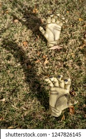 Halloween Zombie Hands Reaching Up From Underground