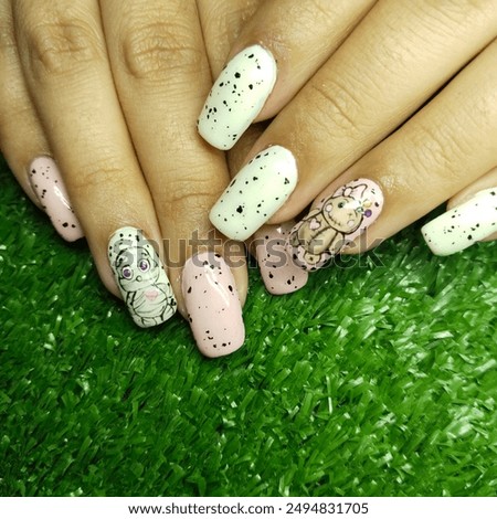 Hallowen nails, voodoo dool, squere nails