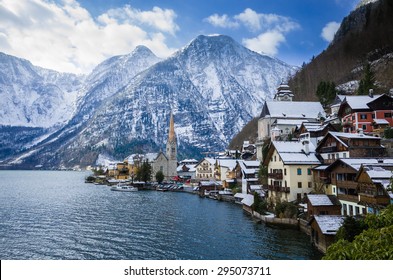 Hallstatt By Salzburg, Austria, Traditional Austrian Wood Village, UNESCO World Culture Heritage Site