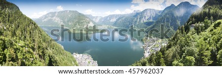 Similar – Image, Stock Photo Panorama over Lake Hallstatt