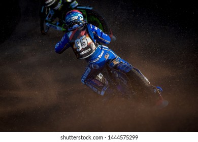 HALLSTAVIK, SWEDEN, JULY 6, 2019: Bartosz Zmarzlik (POL) At The Speedway GP In Hallstavik And HZ Bygg Arena.