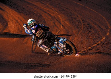 HALLSTAVIK, SWEDEN, JULY 6, 2019: Bartosz Zmarzlik (POL) At The Speedway GP In Hallstavik And HZ Bygg Arena.