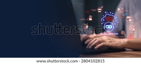 Hallucinate of artificial intelligence shows error and incorrect or misleading information with fake data on a digital screen caused by an inaccurate glitch in the algorithm.