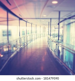 Hallway In Building With Glass - Instagram Effect